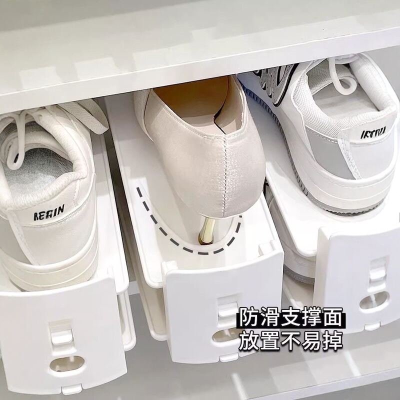 シューズラック 二層家庭用調節可能な靴収納アーティファクト 省スペース靴キャビネット 階層型パーティションで靴ラックを整理|undefined
