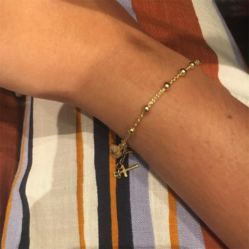 Bracelets Classification Copper Chain Material Fashion Cross Alloy Plating Women's Bracelets 1 Piece