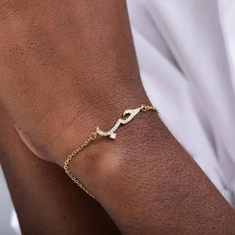Arabic love declaration charm bracelet micro inlaid zircon fashion ladies bracelet etsy cross-border supply in stock Arabic love declaration charm bracelet micro inlaid zircon fashion ladies bracelet etsy cross-border supply in stock