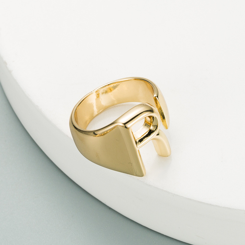 fashion copper plated English alphabet open ring