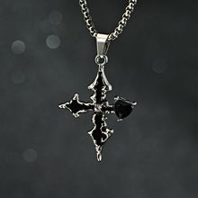 2025新款暗黑风紫色爱心十字架项链爆闪精致时尚高颜值百搭锁骨链