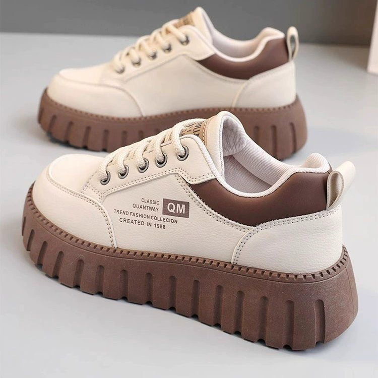 2025 Весенние женские туфли новые дышащие маленькие белые туфли для детей дикие корейские кроссовки на толстой подошве повседневные кроссовки модные туфли