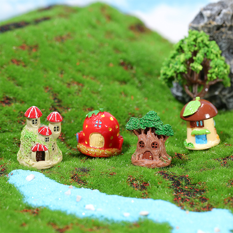 创意摆件树屋微景观多肉树脂小摆件苹果房子造景配件