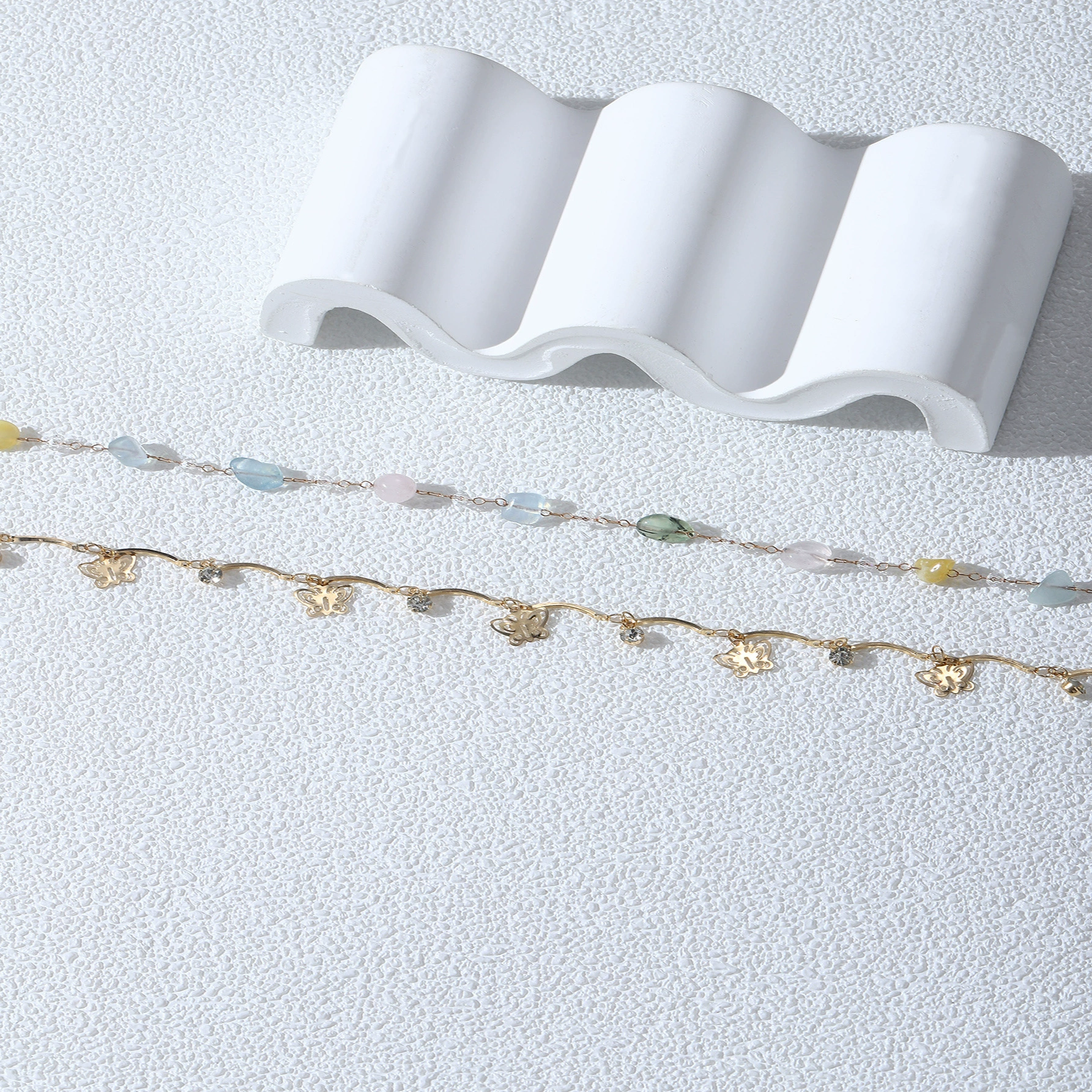Retro dual -layer stack wearing crystal color beach hot girl waist chain European and American metal chain butterfly soverell body chain