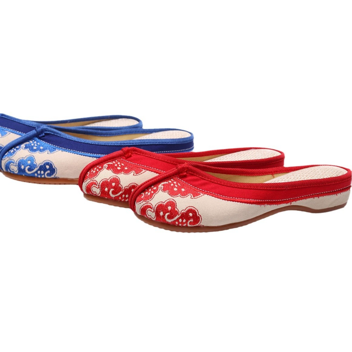 Blue and white retro slippers, summer cloth