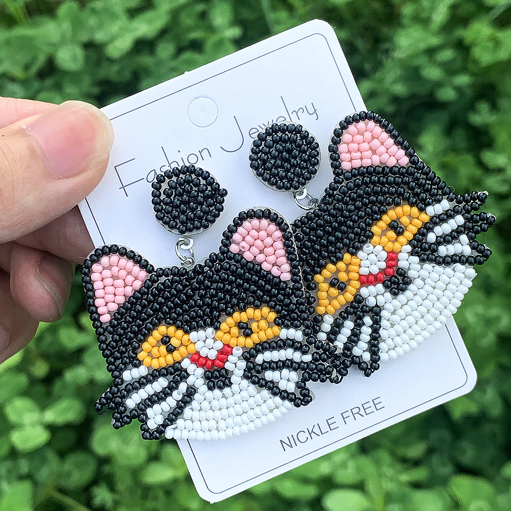 1 Pair Simple Style Dog Panda Amazing cat Alloy Plastic Resin Drop Earrings display picture 2