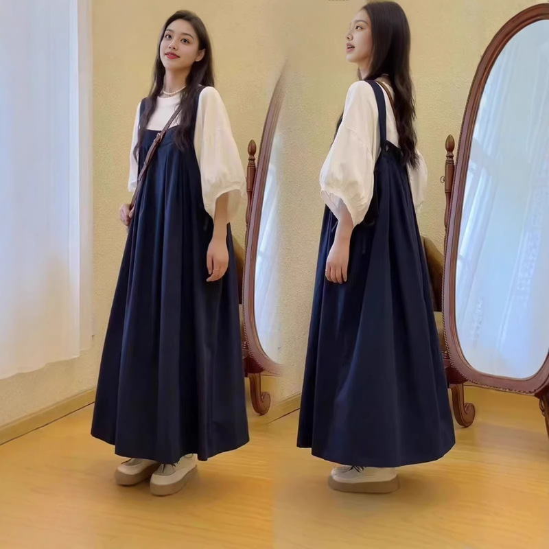 Plus Size 150kg Casual Suit for Women, New Spring and Summer Style, Loose Fit, Slimming, Five-Quarter Sleeve T-Shirt Dress Two-Piece Set