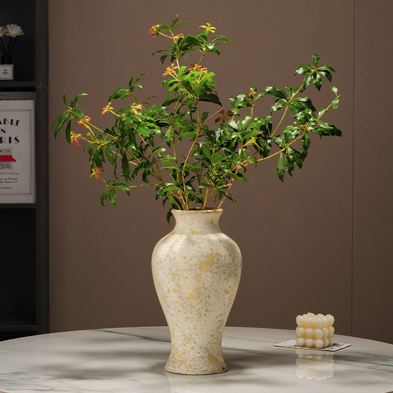 Quiet Style Vintage Ceramic Dried Flower Vase Homestay Living Room Zen Style Coarse Pottery Hydroponic Flower Vase Decorations