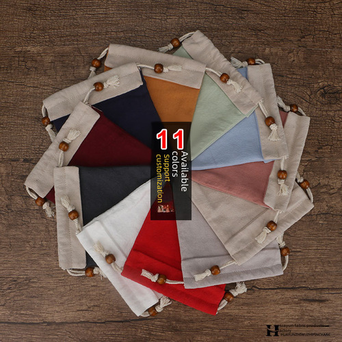 Double-layer pure cotton linen bag for jewelry, bracelet, antique collection, drawstring closure storage packaging gift bag