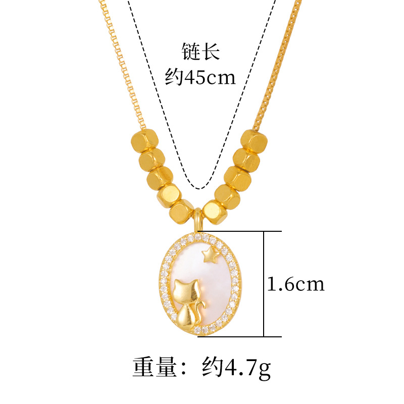 INS nueva aleación de cobre collar de las mujeres ZIRCON gato dulce baile moda todo partido imitación oro joyería suministro de la fábrica