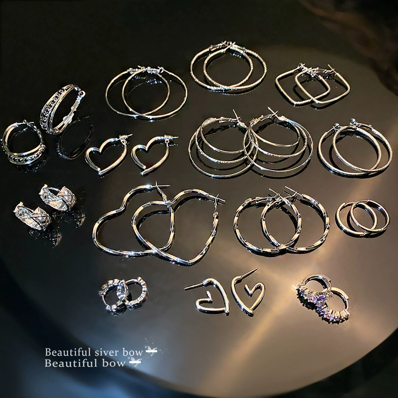Серебряная игла, металлические ретро-серьги, серебро 925 образец, европейский стиль, простой и элегантный дизайн, высококачественный стиль