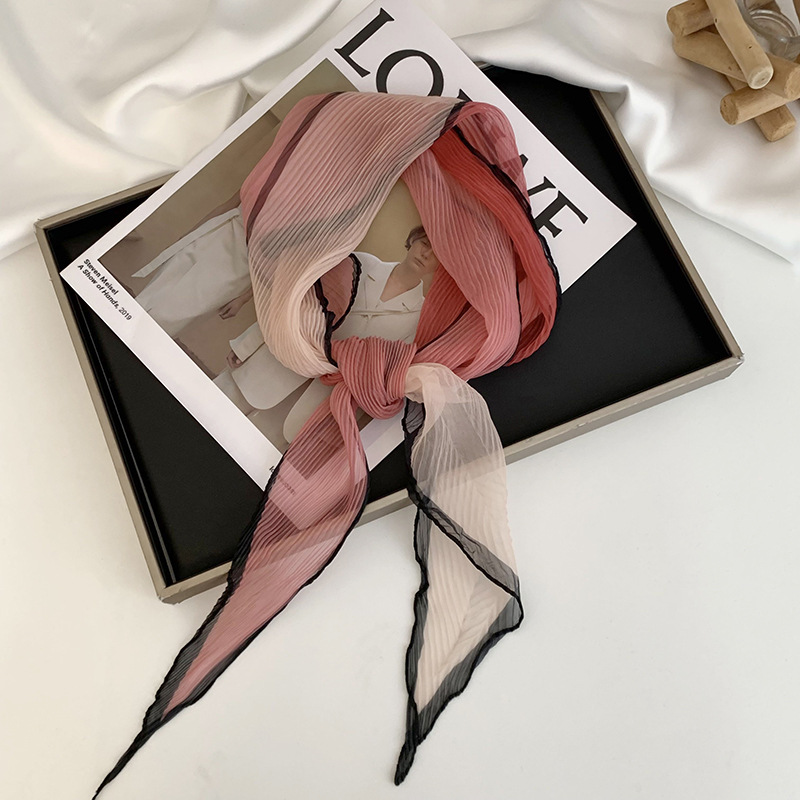 Pañuelo de seda de alta calidad nuevo estilo bufanda arrugada a juego de colores bufanda en forma de diamante bufanda de tul decorativa multifuncional de moda cinturón