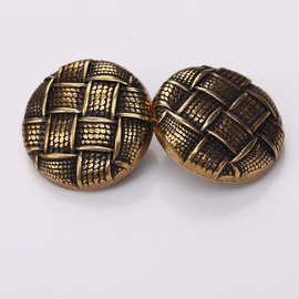 金属四合扣定制 17mm20mm高级复古感编织图案纽扣古金色钮扣定做
