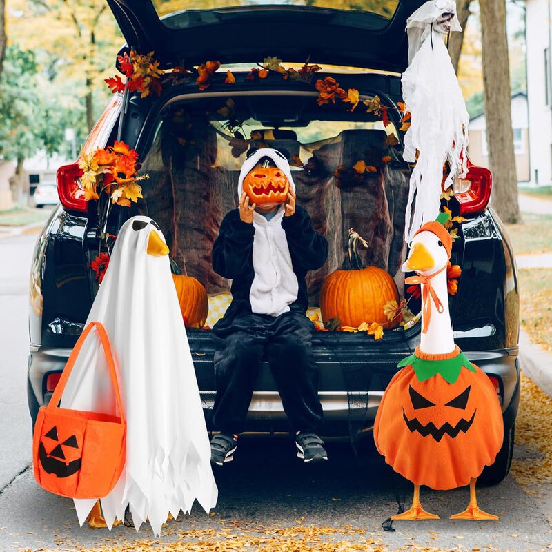 ハロウィンガチョウコスチューム2セット、芝生ポーチガチョウコスチューム、ゴーストカボチャコスチューム23インチ、屋外中庭芝生アートデコレーション|undefined