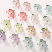 亚克力百合朵珍珠吊坠手工diy制作手链项链耳饰挂件挂包饰品配件