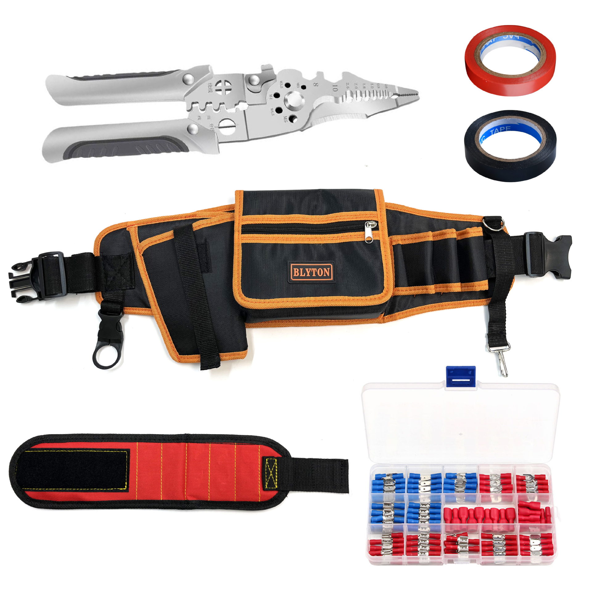 黄色工具包+接线端子+剥线钳+磁力手腕+电胶布SKU_看图王