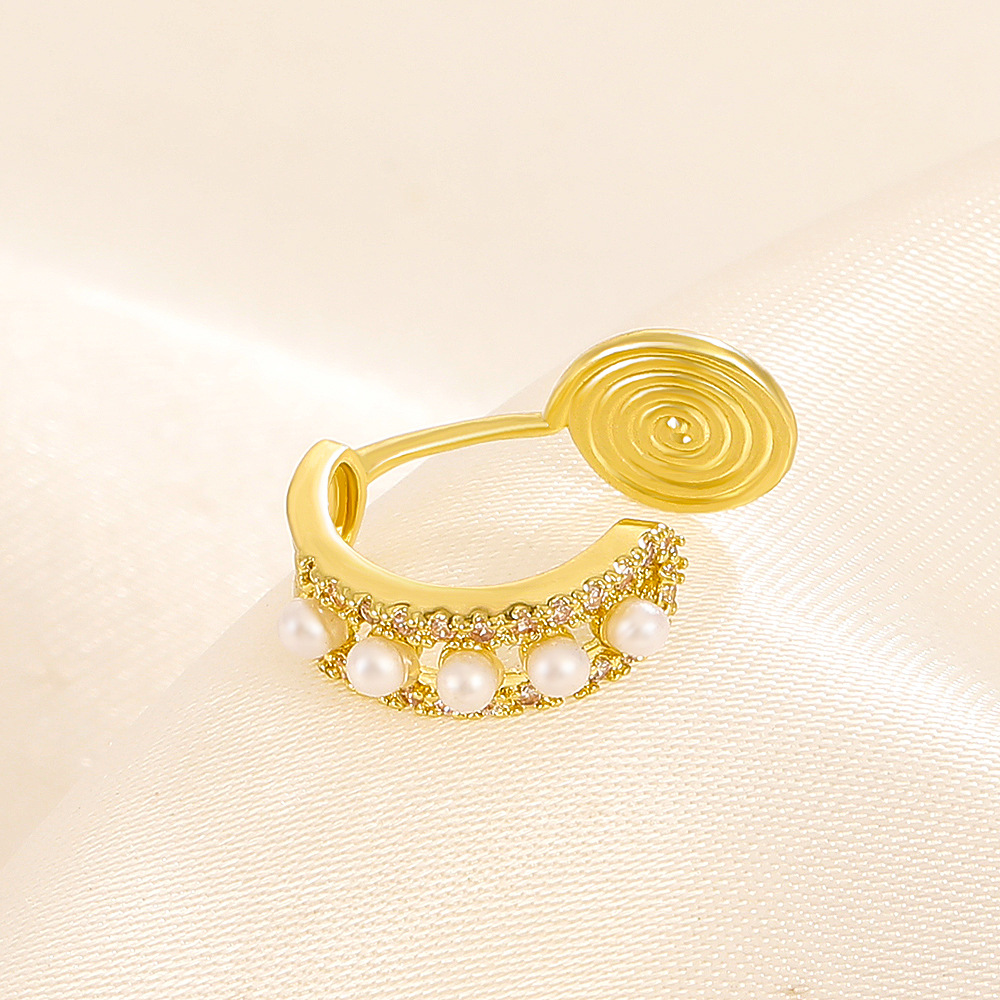 Fashion Solid Color Copper Inlay Pearl Zircon Ear clips 1 Piece