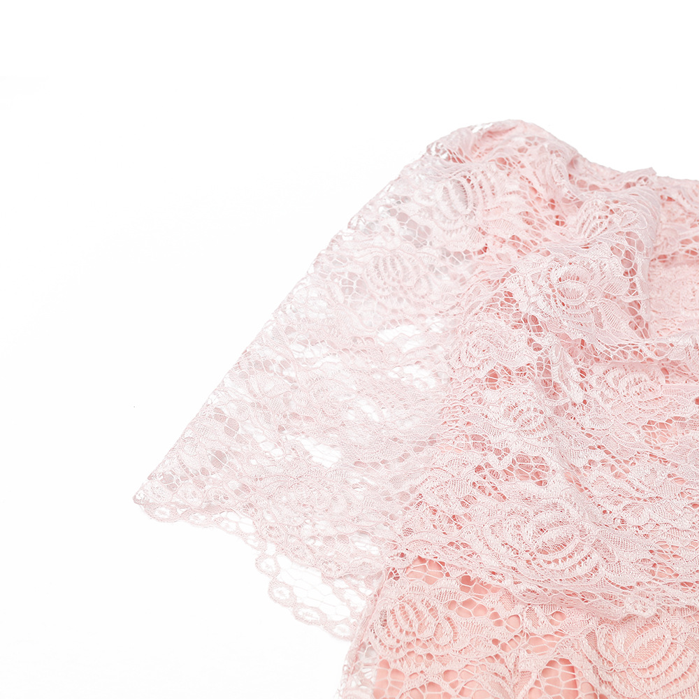 AliExpress Amazon Women's Shawl Elegant Lady Mid-Length Slim-Fit Sheath Lotus Pink Lace Dress