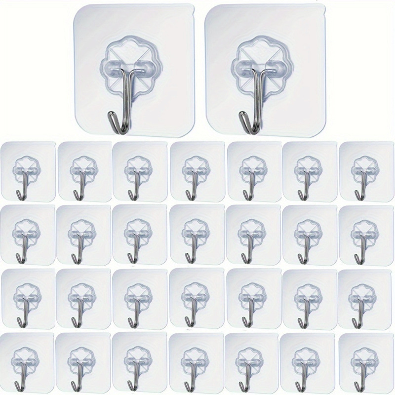 Home Storage Organization Transparent Adhesive Hooks No Damage No Nails