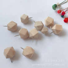 原木图钉按钉软木板留言板大头钉多面菱形木质工字钉散装批发