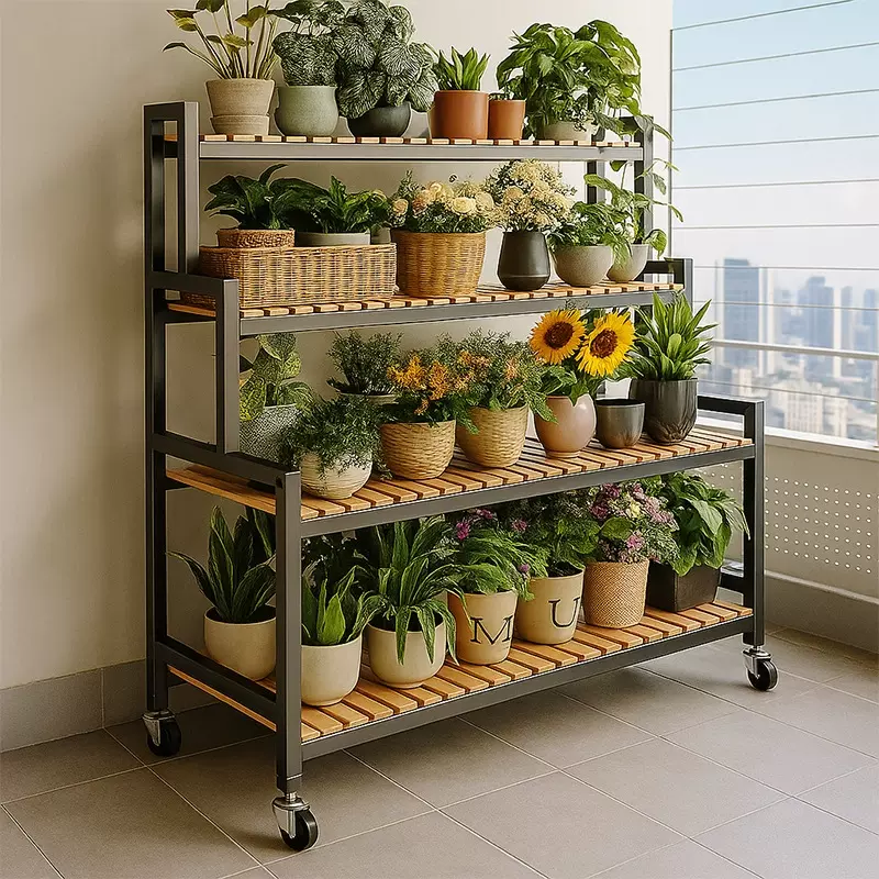 花架客厅落地式阳台置物架铁艺多肉室内多层阶梯式花架植物花盆架