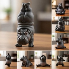 クロスボーダー新作 Clumsy Yoga Master Hippo Clumsy Yoga Master Hippo 樹脂オーナメント Hippo