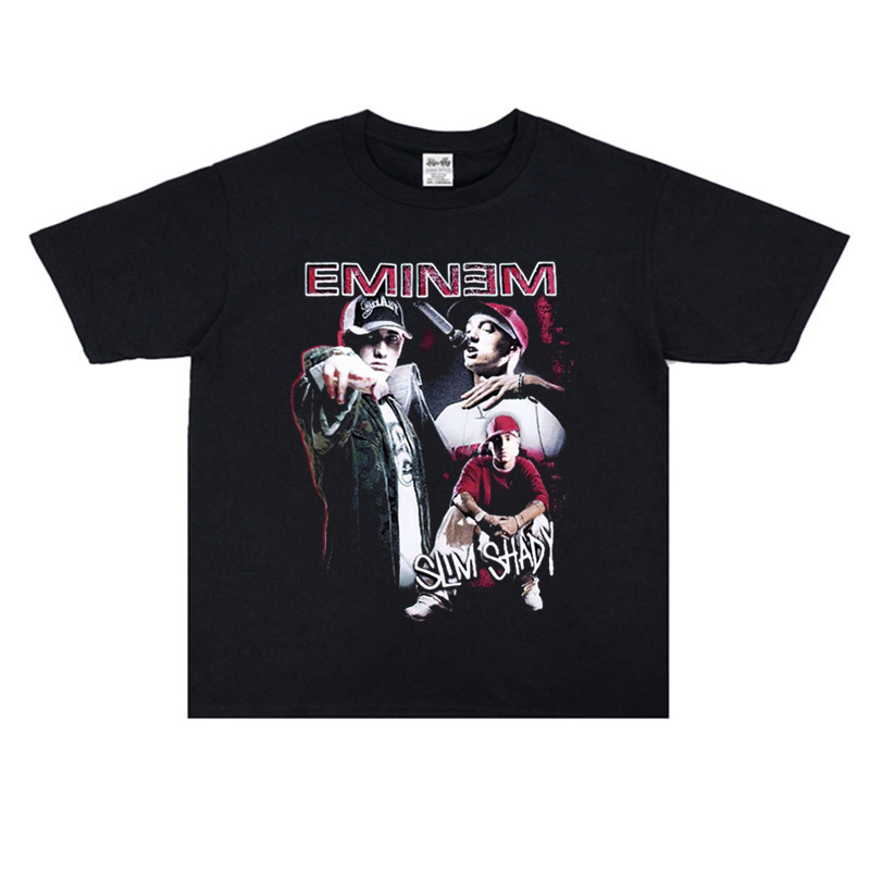 Rap Rap Eminem Eminem Ripple Short-sleeved T-shirt Loose Printed Street Men's and Women's Heavy