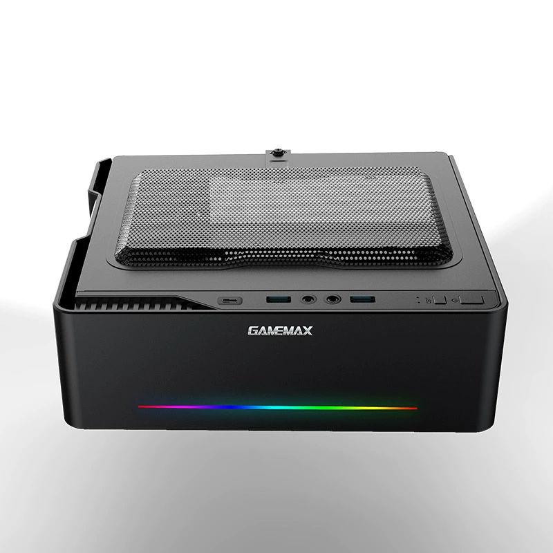 Gamemax Lingyue AI чёрный, корпус для дома и офиса ITX, алюминиевая панель, комплект с блоком питания, типовой