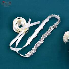 优拉潘  S37 欧美百搭水钻腰链新娘婚礼腰带外贸饰品手工钻带配饰