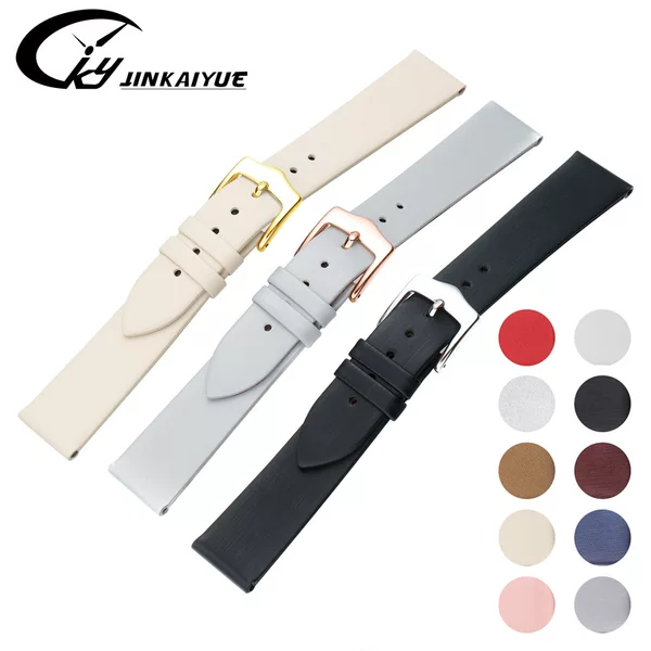 Leather Strap Straight Sardin Pattern Brushed Cowhide Men's and Women's Watch Accessories Brand Buckle Cowhide Watch Strap