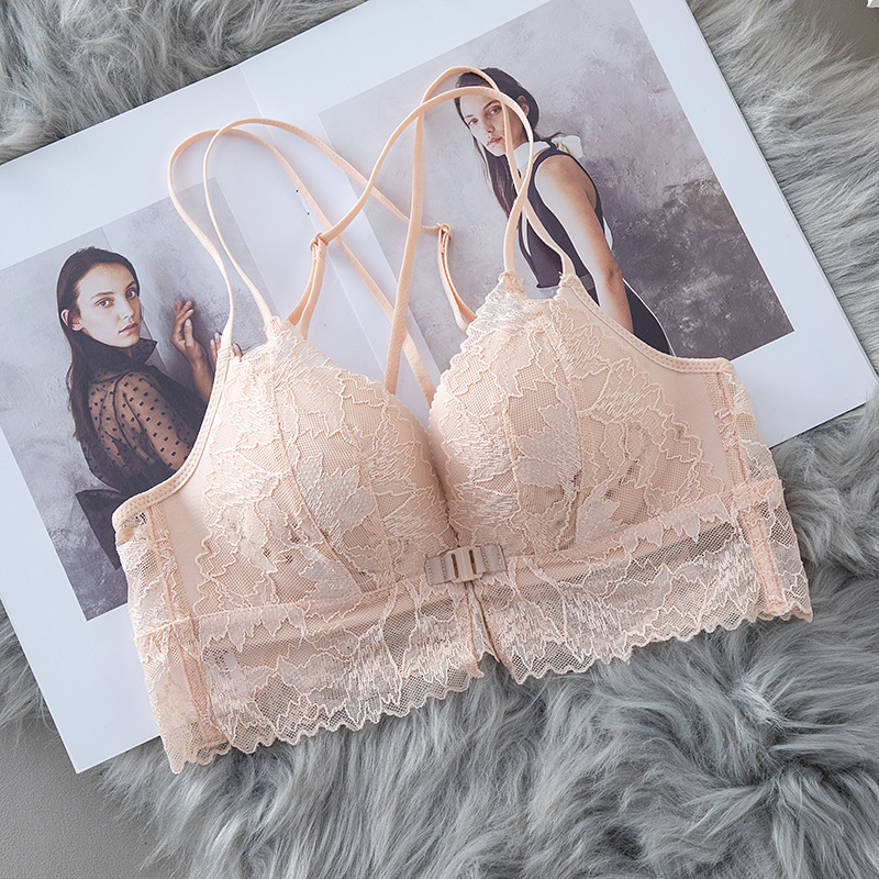 908 sexy leopardo impresión encaje frontal hebilla inalámbrico pequeño pecho grande Sujetador push up belleza volver Cruz delgada sujetador cubierta