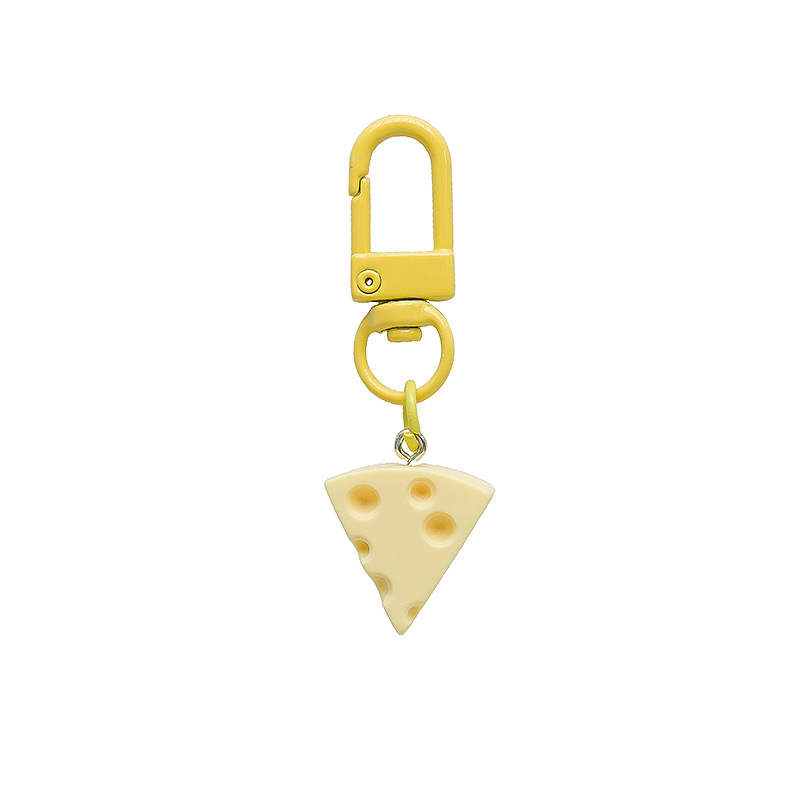Lindo queso llavero leche queso amarillo bloque joyería colgante estudiante chica corazón dulce simulación comida y juego colgante