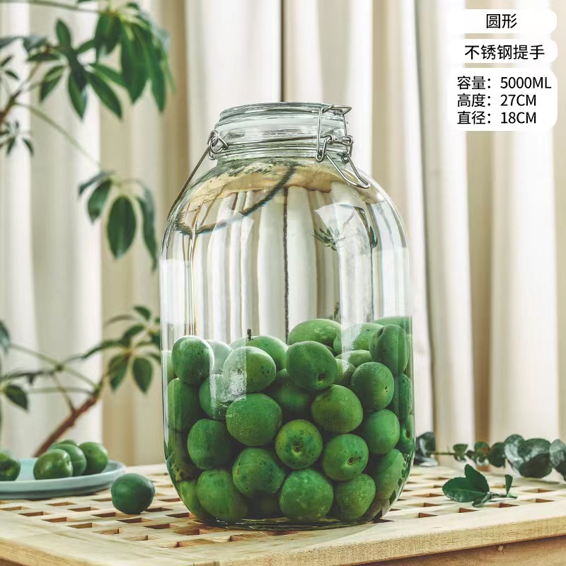 Botella de vidrio de remojo de licor, botella de remojo de licor de ciruela verde, botella de cerveza, botella de cierre de vidrio con mango de grifo