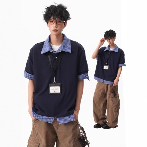 Academic-style Pique Polo Shirts for Men and Women - Summer High-End Couple's T-Shirts, Simple and Loose Short-Sleeve Tops