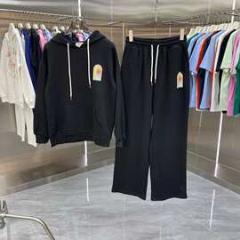 CASA卡萨新款男装运动穿绳帽衫春秋印花长袖卫衣连帽上衣男款套装