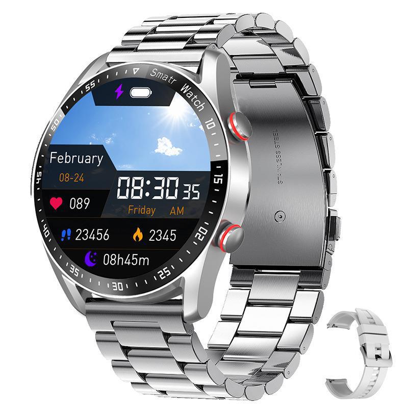 Nuevo reloj inteligente HW20 negocios correa de acero inoxidable llamada Bluetooth reloj inteligente impermeable hombres ECG + PP