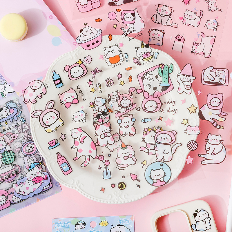 Cat Scout Team pegatinas impermeables transparentes para mascotas diy pegatinas de diario de dibujos animados transfronterizos pegatinas de contabilidad de gato