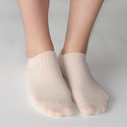 Spring and Summer New Style Ship Socks for Girls, Solid Color Striped Breathable Moisture-Wicking Invisible Socks, Versatile College Comfort Women's Socks