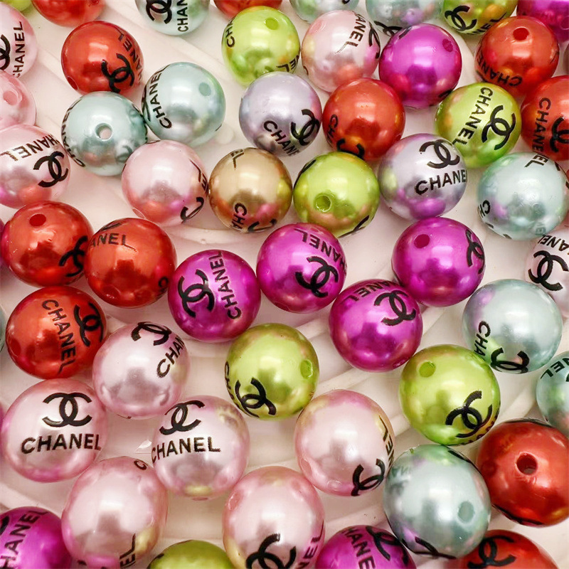 16mm acrylic color printing big brand small fragrant wind straight hole round beads diy mobile phone rope necklace accessories 16mm acrylic color printing big brand small fragrant wind straight hole round beads diy mobile phone rope necklace accessories