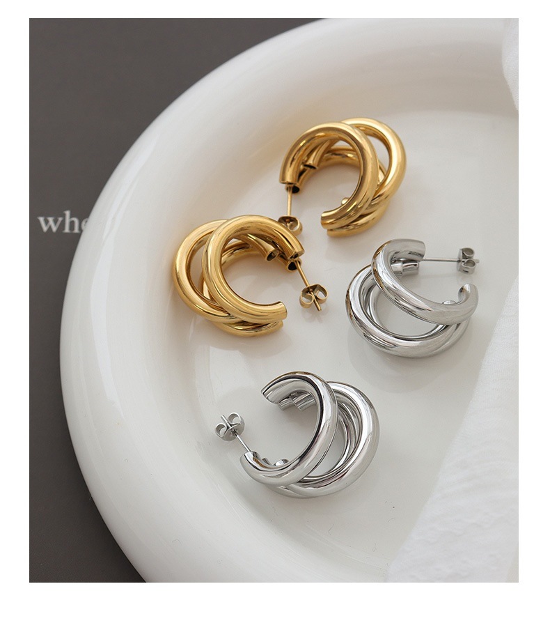 Fashion Geometric Titanium Steel Hoop Earrings Plating Stainless Steel Earrings 1 Pair display picture 4