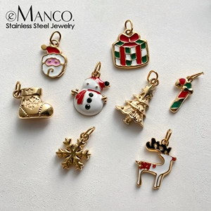 Emanco Non-Fading Washable Christmas Bead Pendant Accessories DIY Hand-Woven Enamel Bracelet Accessories