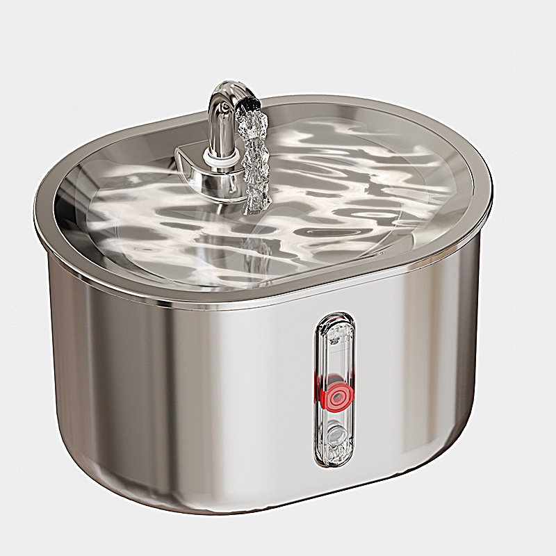 Acero inoxidable cat bebedor inalámbrico no enchufado auto-circulación tazón de agua de beber flujo de gran capacidad pet bebedor