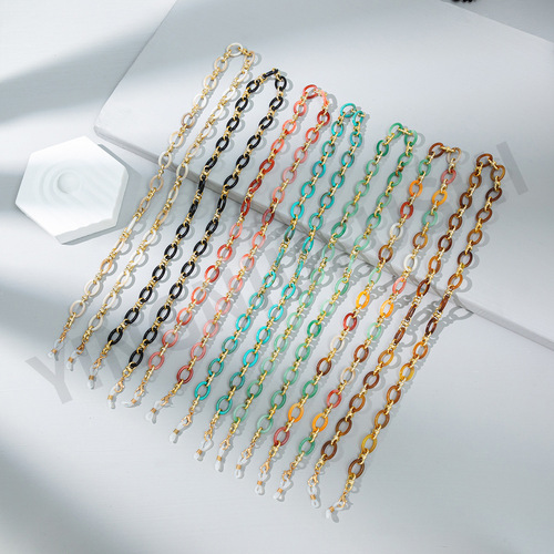 Ins Bohemian style multi-color acrylic eyeglass chain necklace eyeglass cord wholesaler