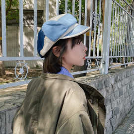 日系文艺复古牛仔拼接撞色八角帽子女春秋街头情侣休闲画家帽男潮
