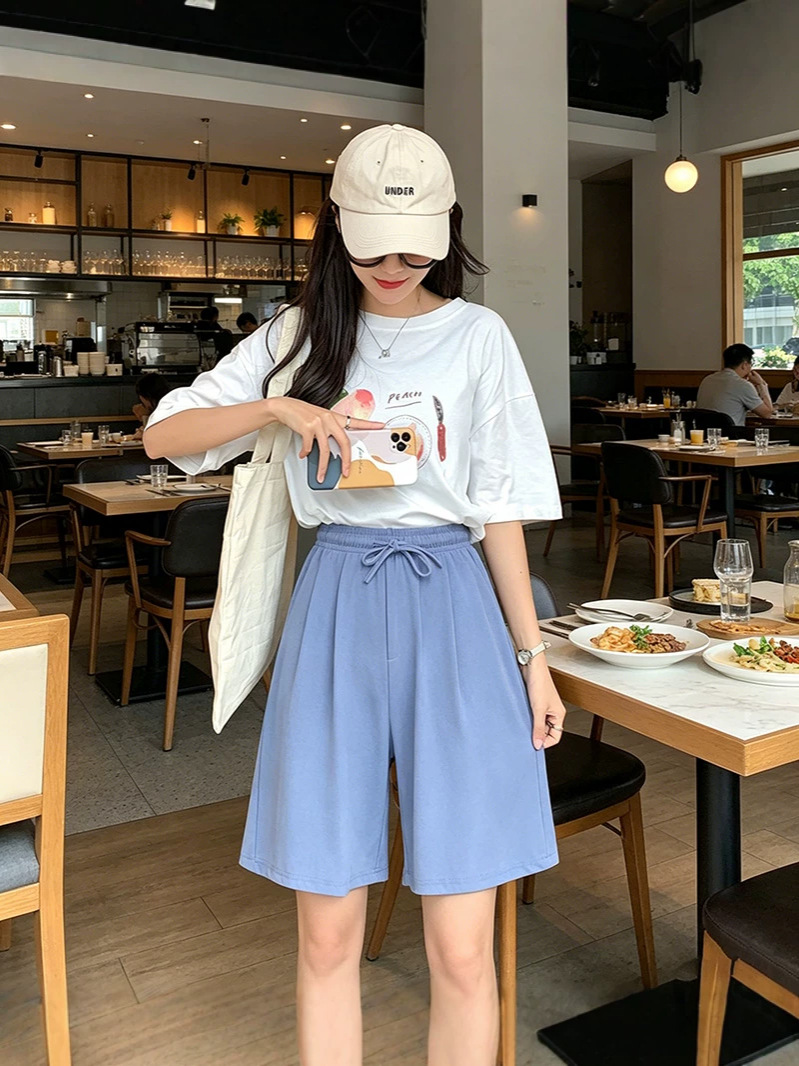 Pantalones Cortos de Seda de Hielo de Talla Grande para Mujer de Cintura Alta y Corte Recto para Verano image 6