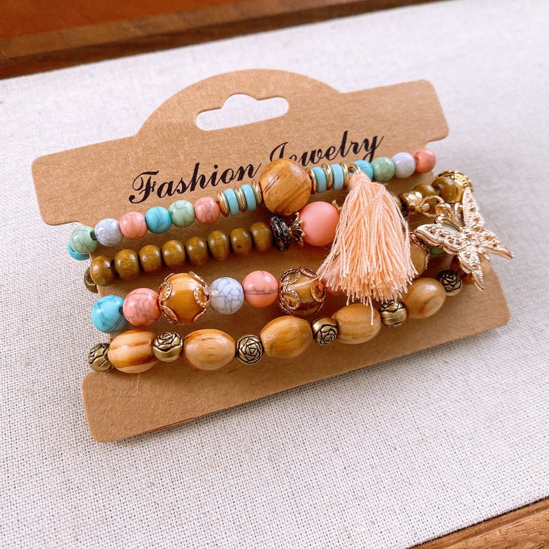 Retro Ethnic Style Geometric Alloy Wood Glass Beaded Women's Bracelets 1 Set display picture 43