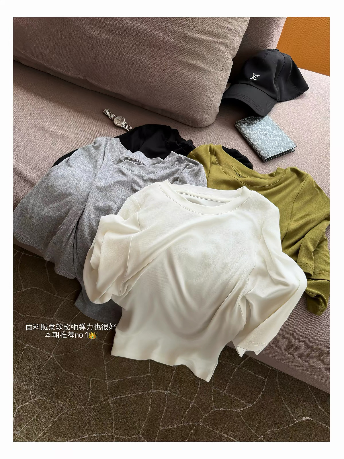 Coreano simple blanco cuello redondo camiseta de manga corta nicho diseño de cintura pliegue delgada suave brisa versátil image 6
