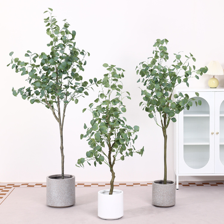 Money tree simulation plant potted fake tree fortune tree store living room decoration fake flower plastic flower eucalyptus leaves