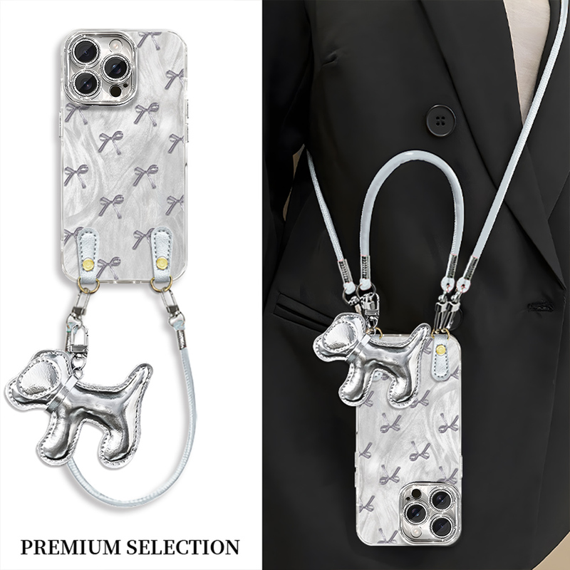 金属感蝴蝶结挂绳适用苹果17promax手机壳女iPhone1615新潮手机壳|undefined