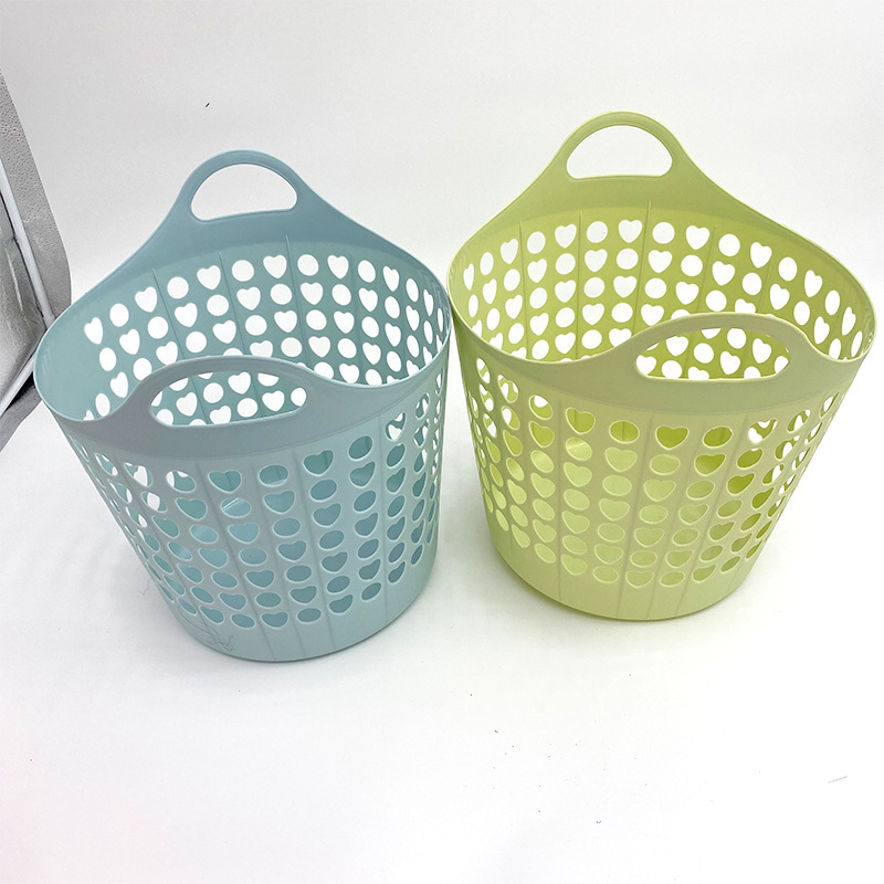 厂家货源可定制LOGO塑料镂空脏衣篮洗衣篮手提脏衣篓收纳筐3